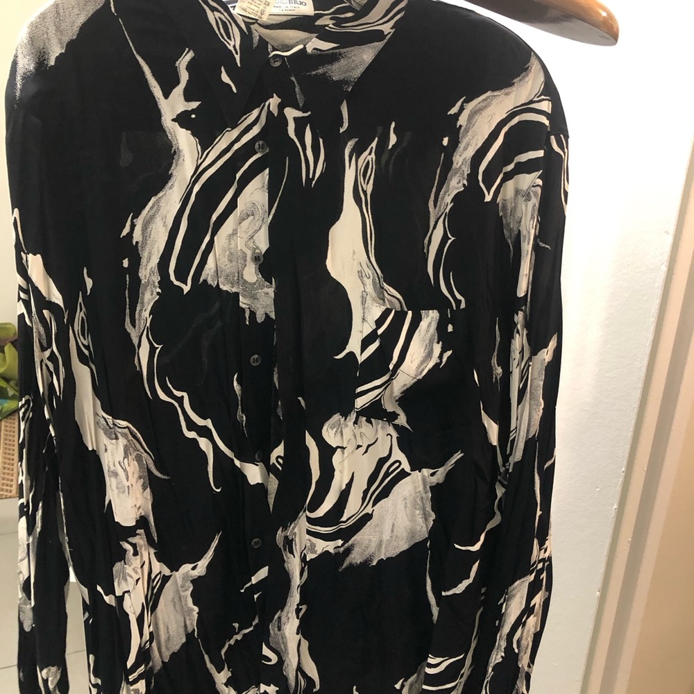 Abstract Swirl Black and White Button-Up Shirt